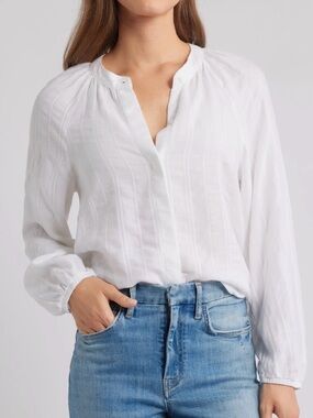 Cloth & Stone White Pintuck Peasant Blouse